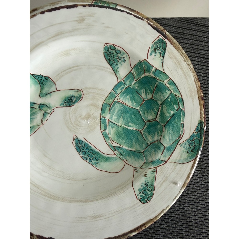 Tommy Bahama Melamine Sea Turtle Plate Set 5 Piece Green Coastal Outdoor Dining - Picture 6 of 8